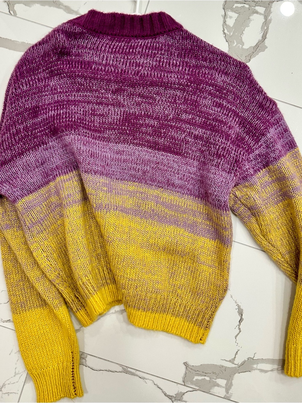 BCBGeneration Purple and Yellow Colorblock Crewneck Sweater - Picture 3 of 3